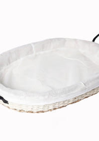 Oval Tray with cotton lining & leather handle
